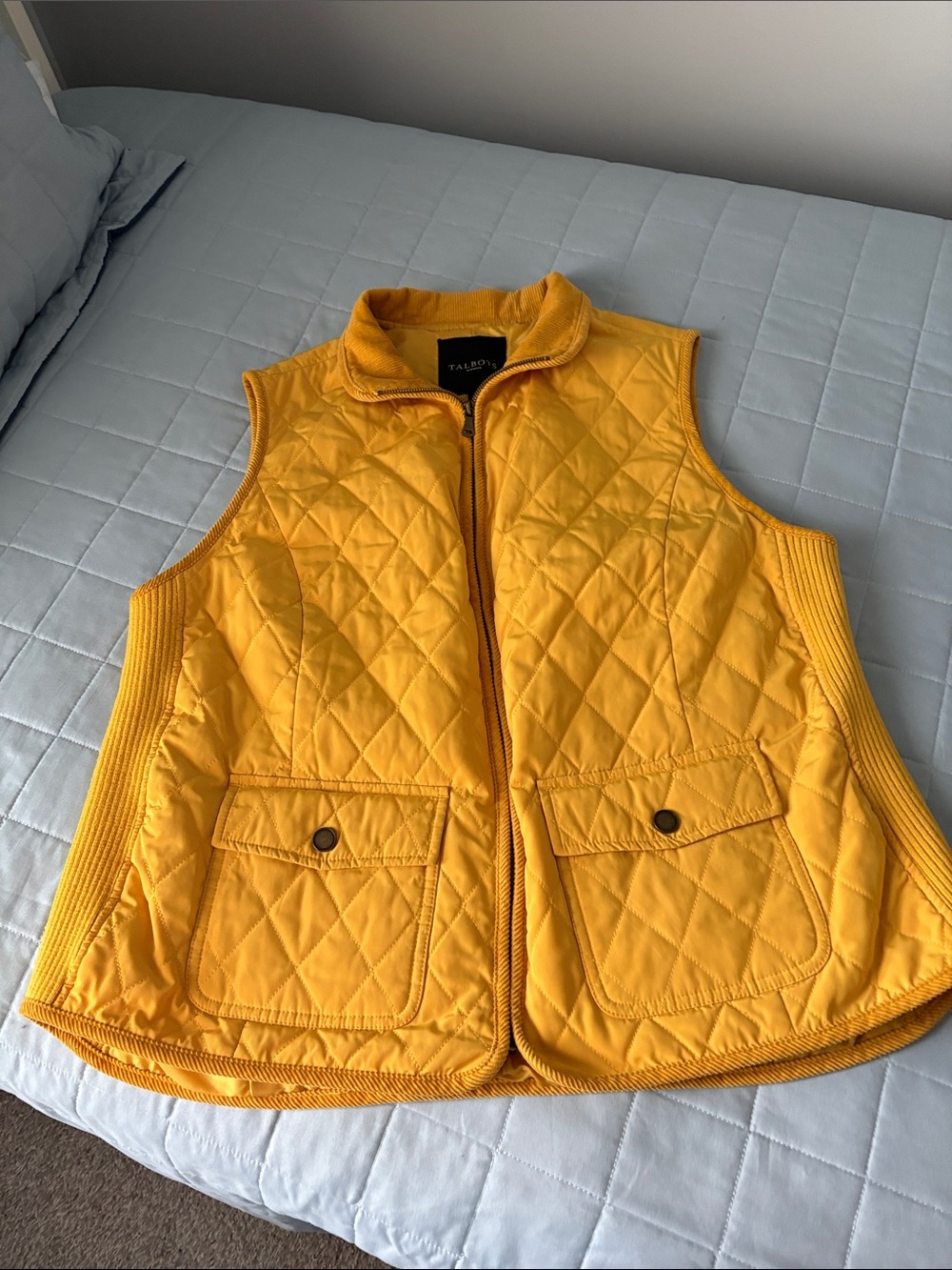 Talbots Quilted Golden Yellow Sleeveless Vest